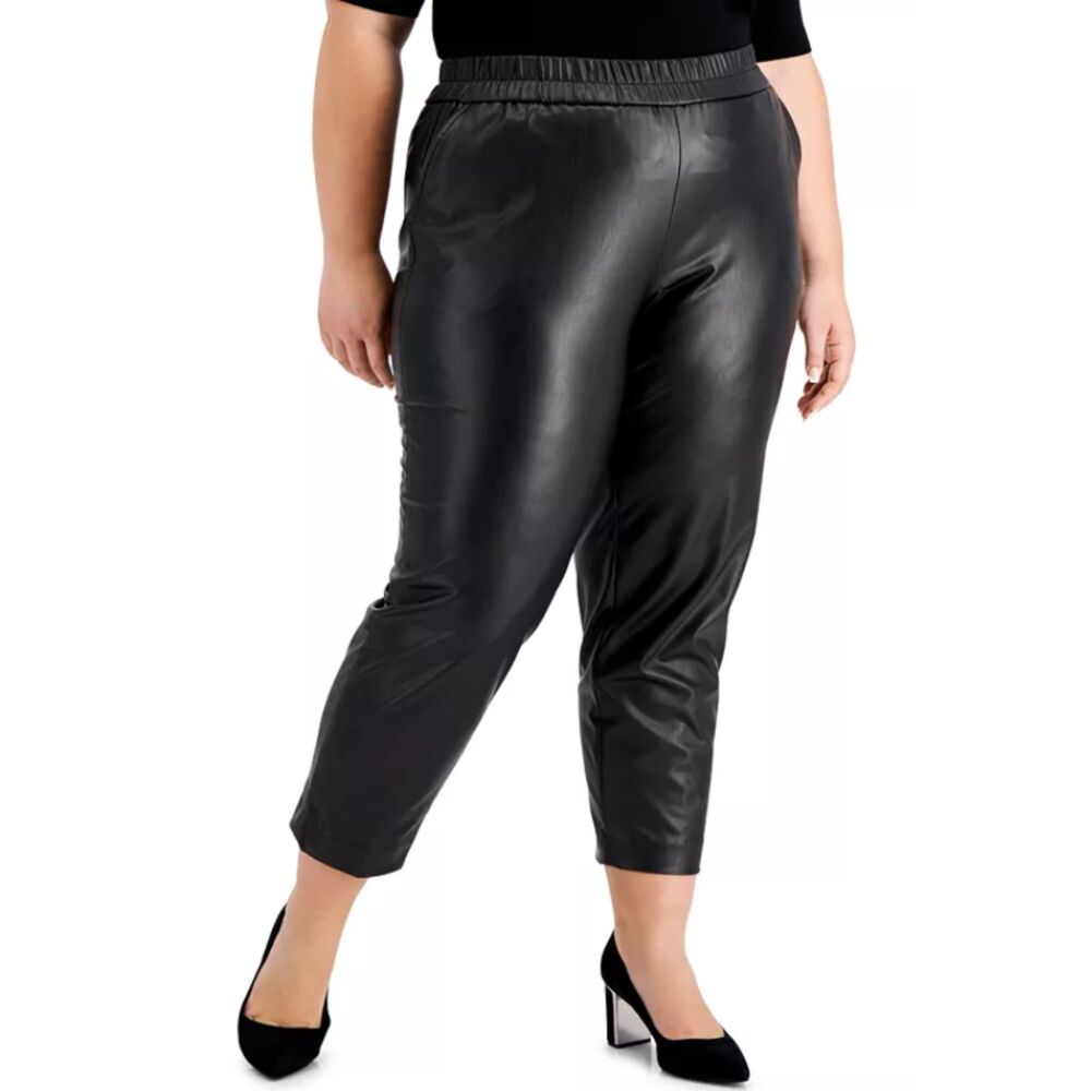 Anne Klein Faux Leather Slim Ankle Pants 1X NWT